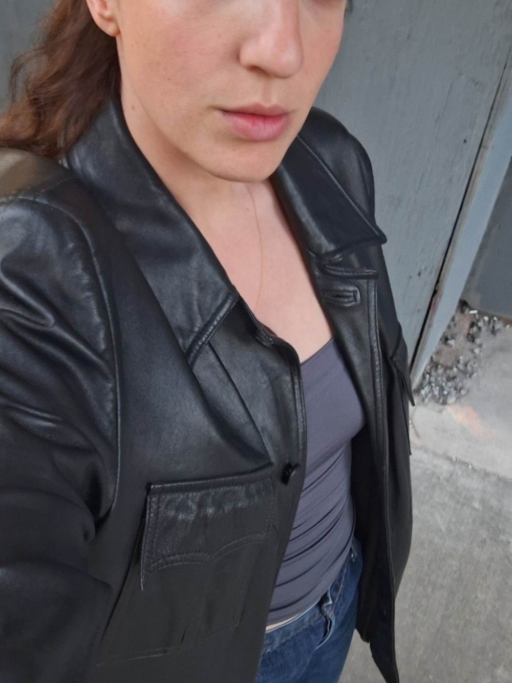 Black Leather Women's Jacket / Blazer